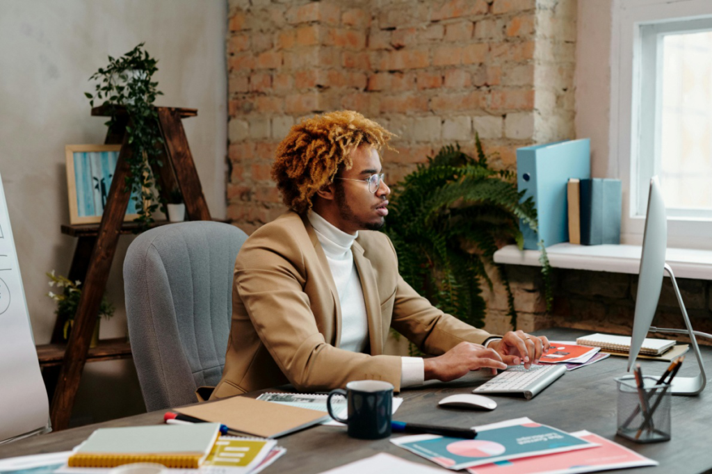 A man working on a computer