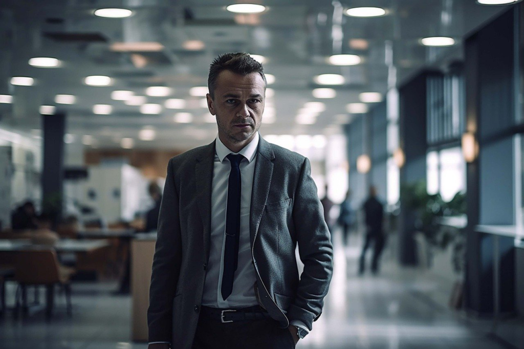 A person standing in an office