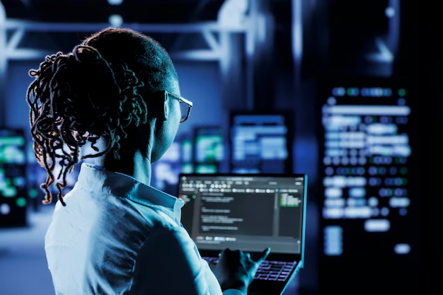 A woman using a laptop